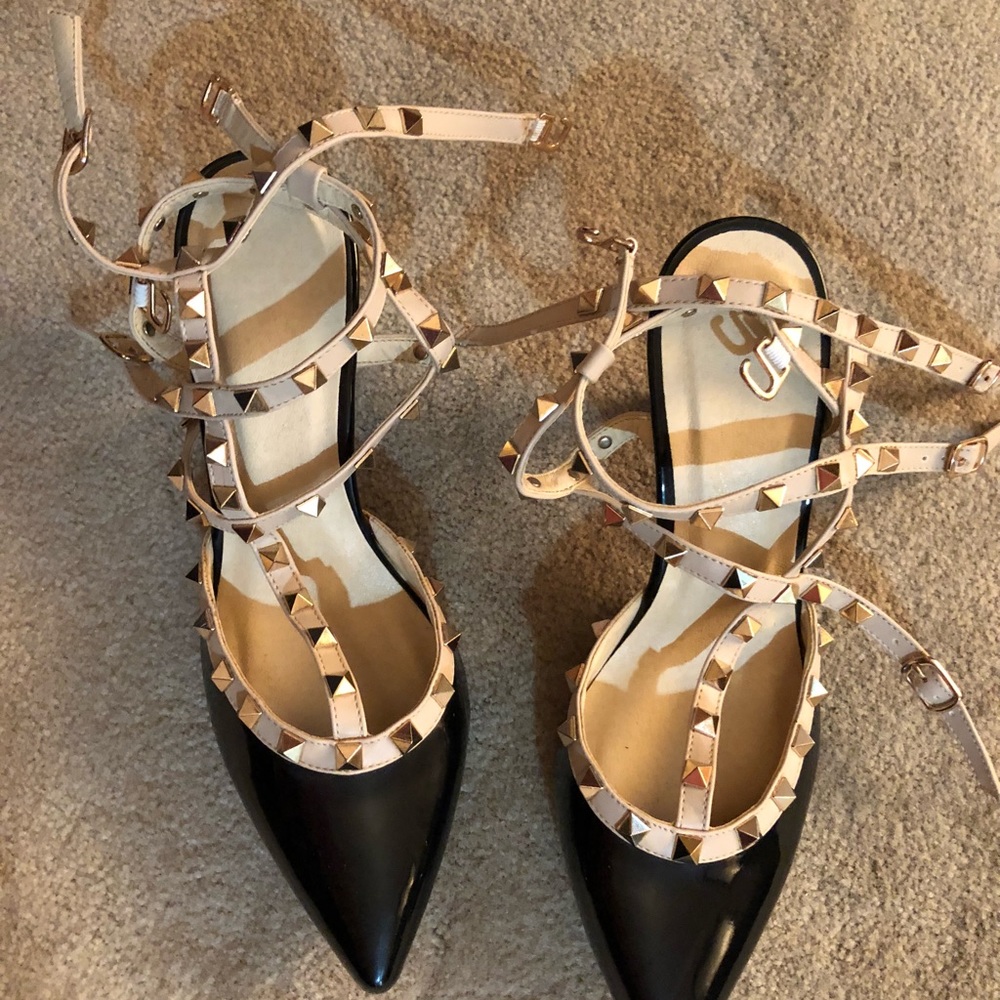 Studded Patent Leather Pumps